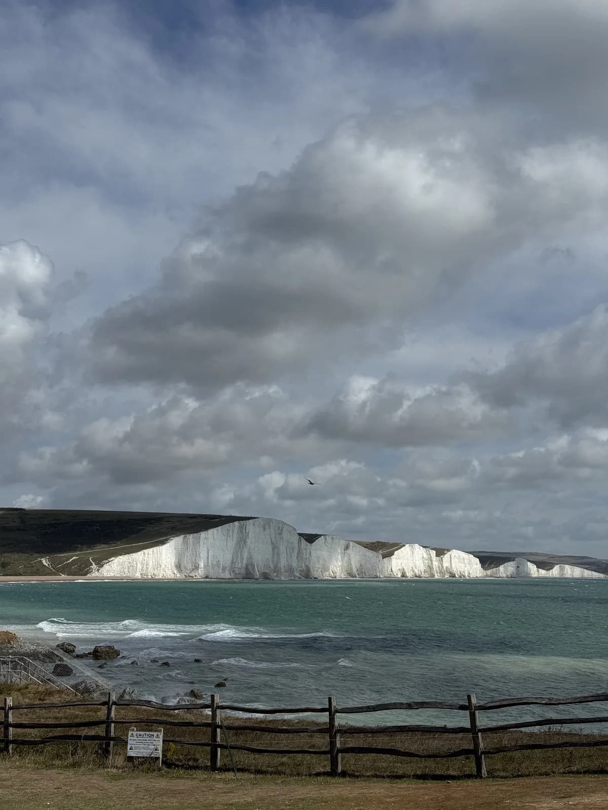 The white cliffs of the Seven Sisters over the sea