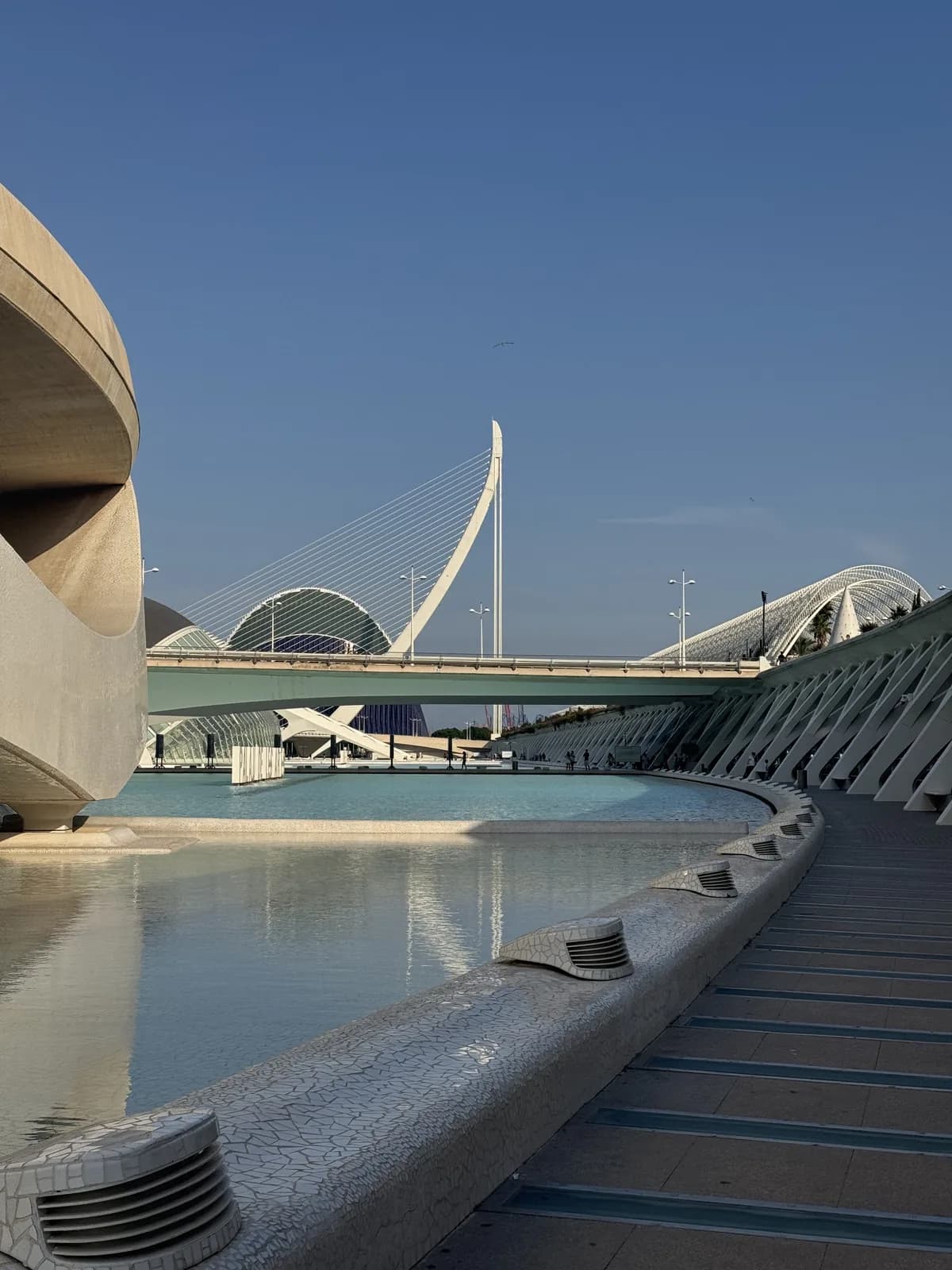The City of Arts and Sciences in Valencia under a blue sky