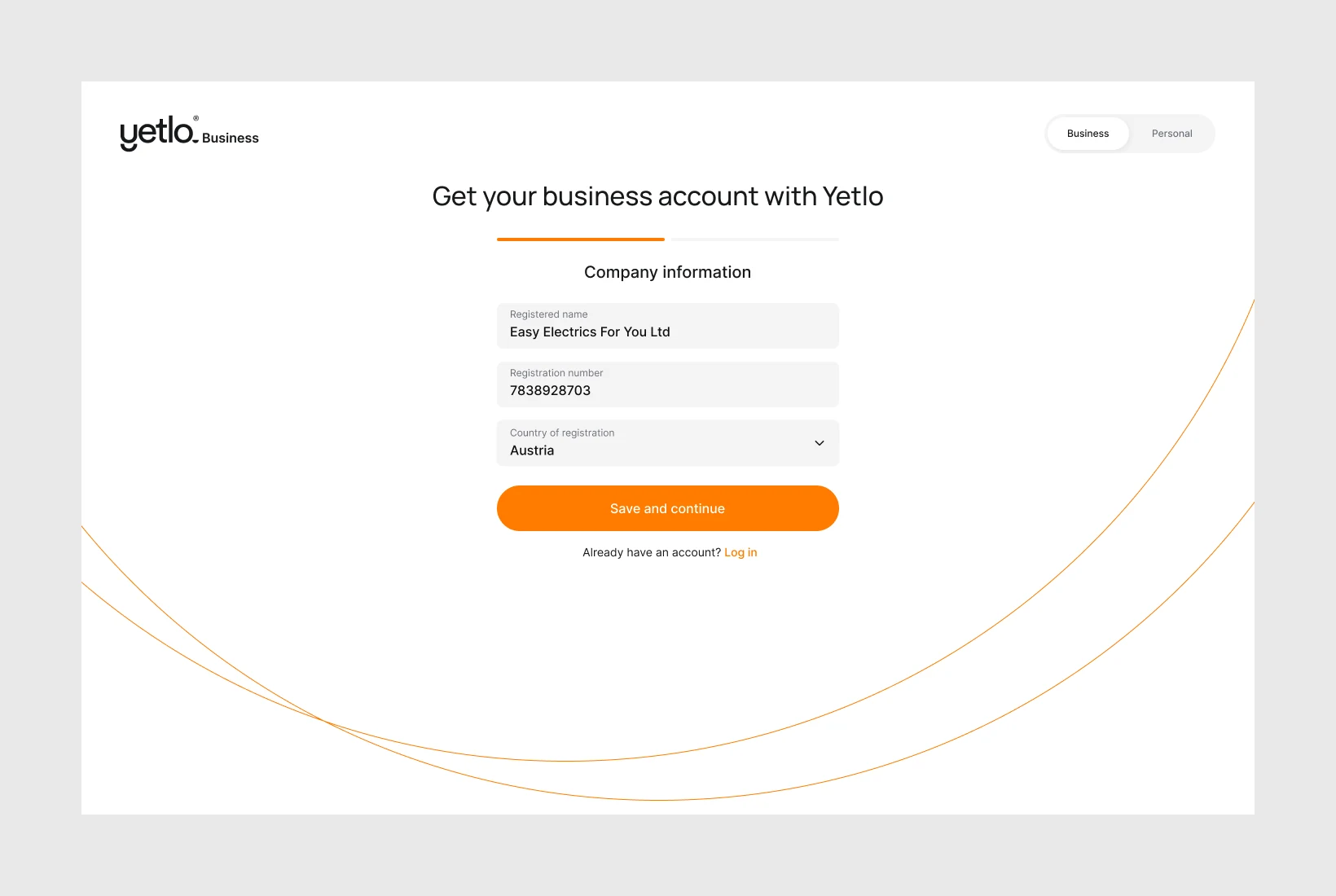 Step one: company information.